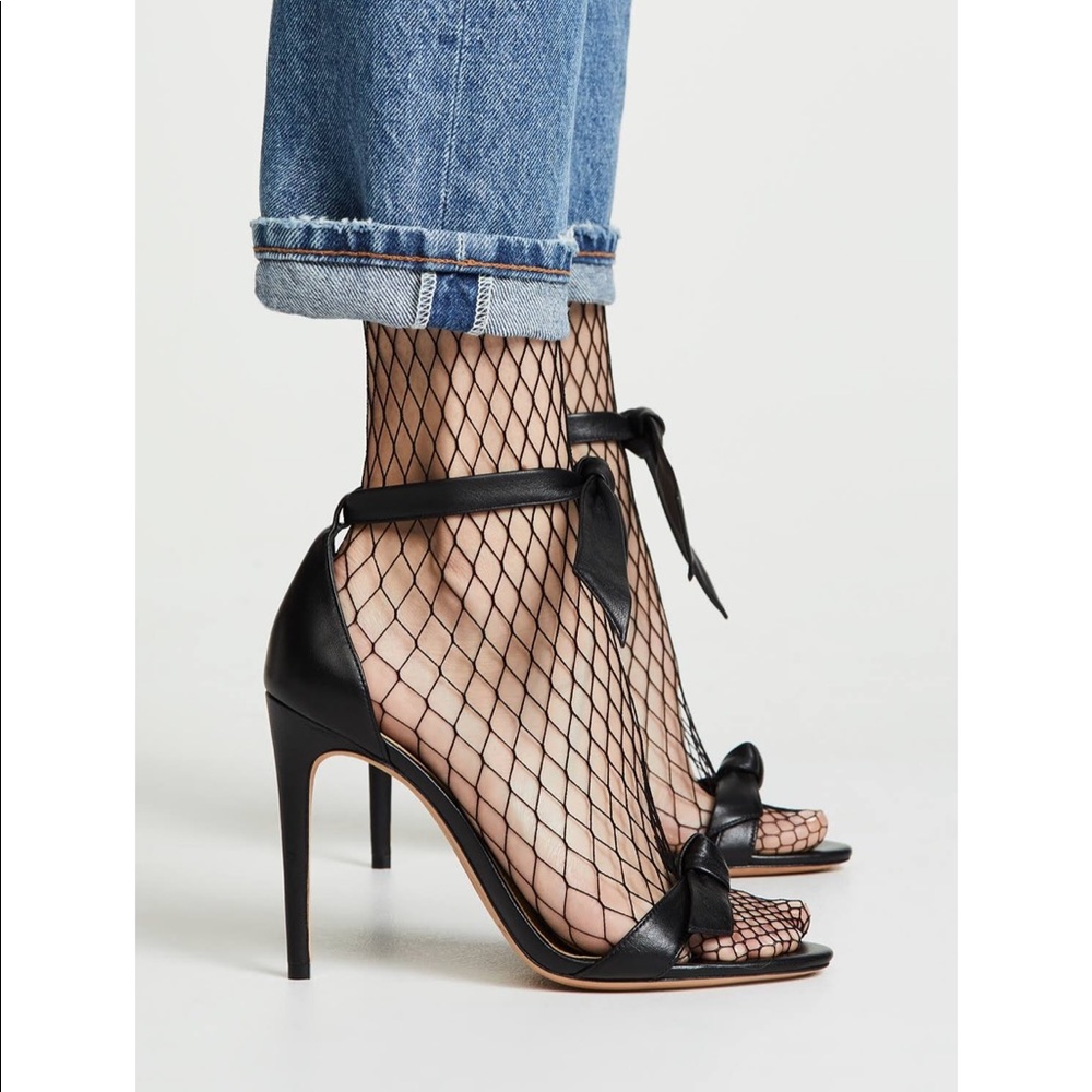 BLACK ANKLE TIE HEELS 7.5